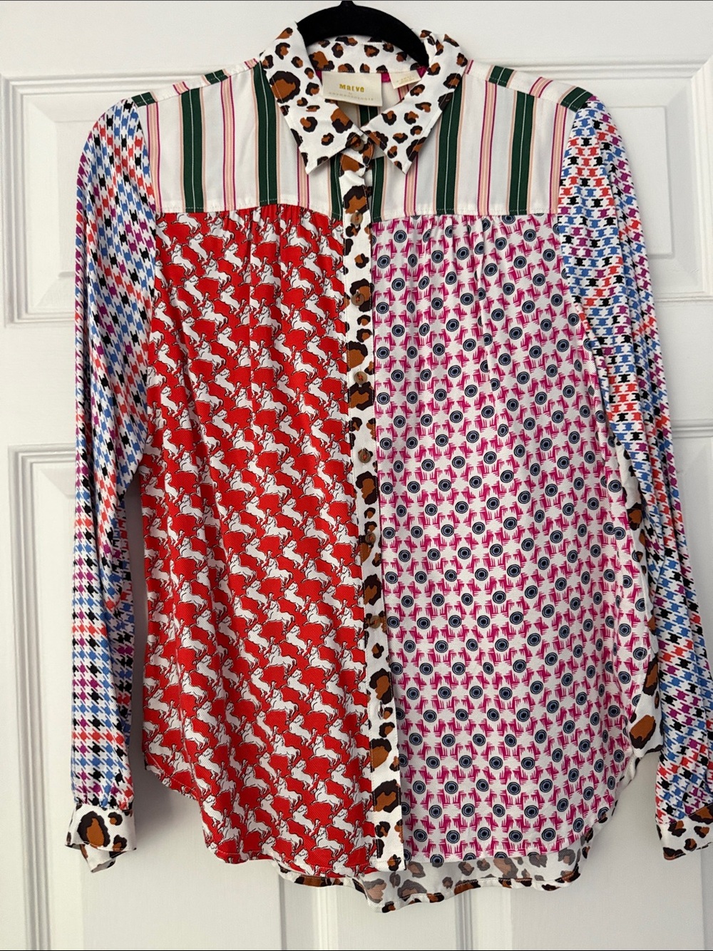 Anthropologie Multicolor Patchwork Button-Up Kids' Shirt
